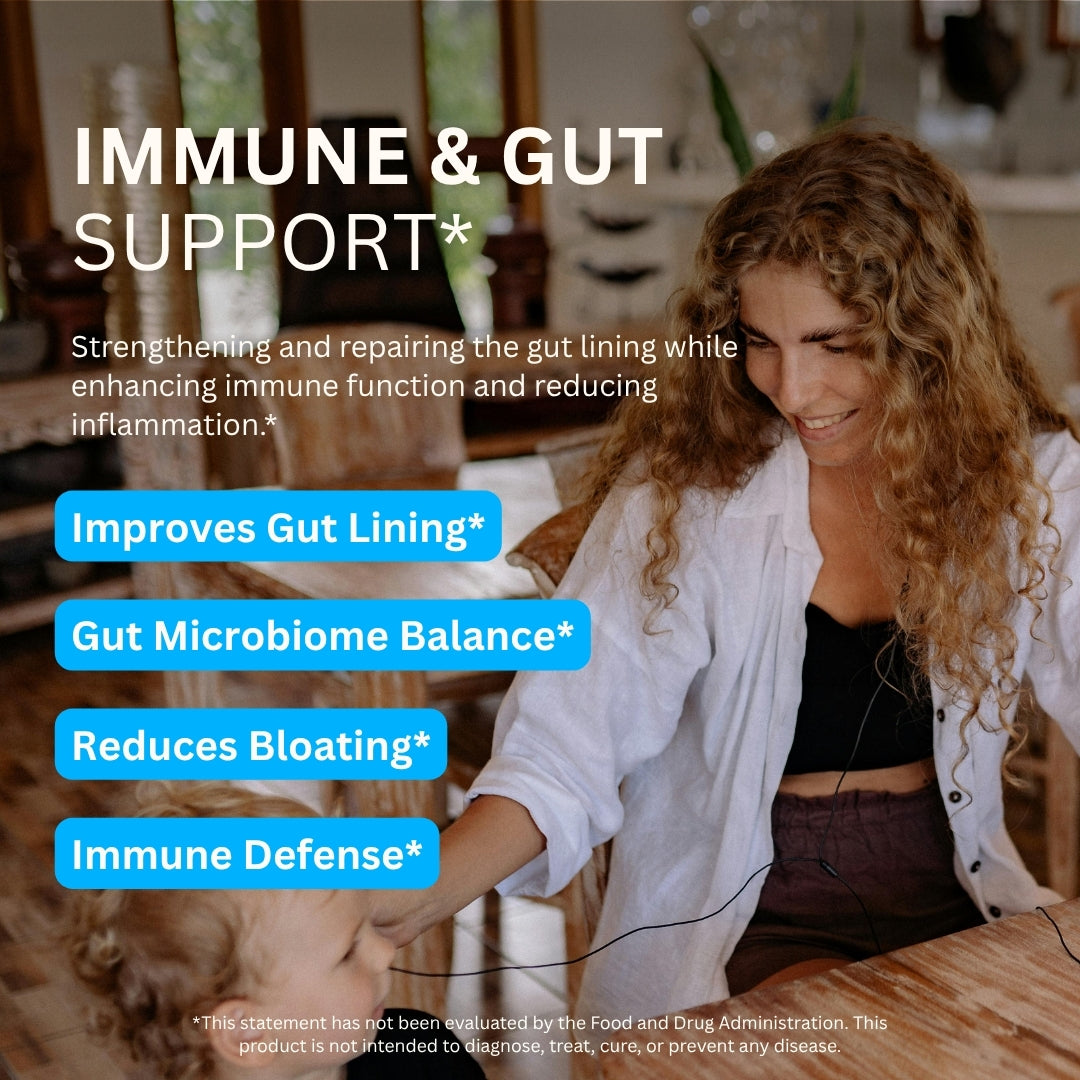 Woman and child highlighting immune and gut support
