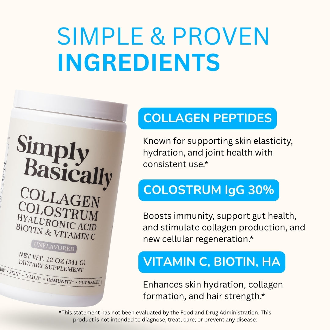 Simply Basically Collagen Colostrum supplement with proven ingredients