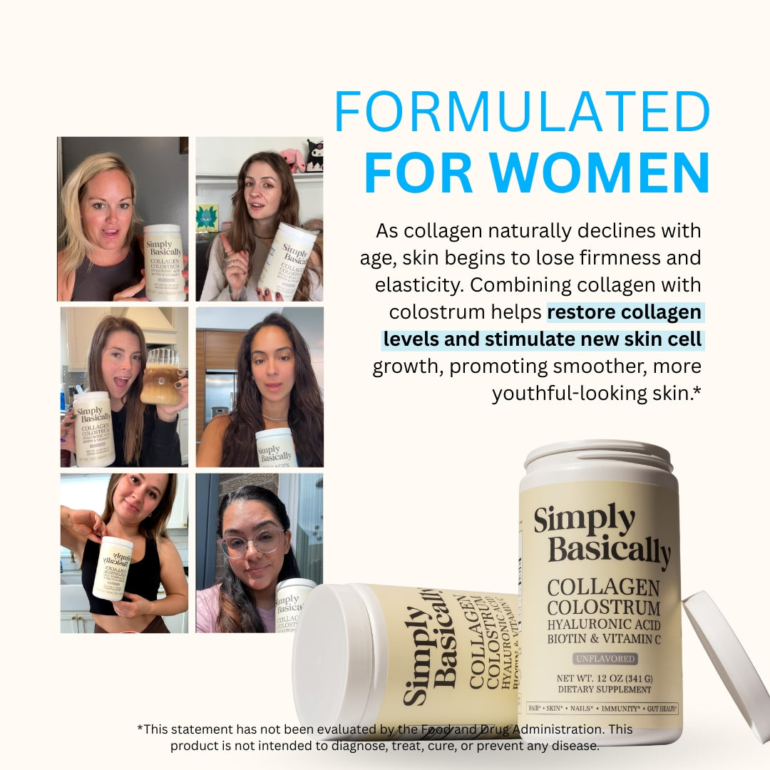 Collagen colostrum dietary supplement formulated for women's skin health